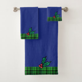 Blue Green Christmas Kariert und Holtuch Set