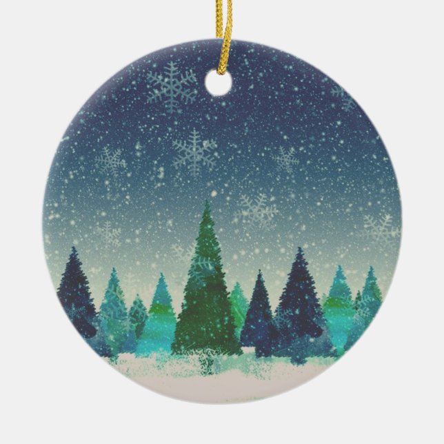 Blue & Green Christmas Tree Keramik Ornament (Vorne)