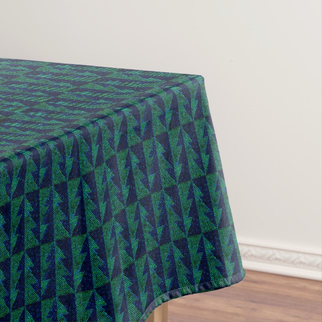 Blue, green Christmas trees. Christmas  Tischdecke (Beispiel)