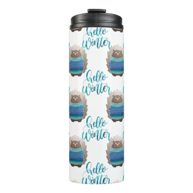 BLUE & GREEN CLOTHD WINTER SQUIRRELS THERMOSBECHER (Vorderseite)