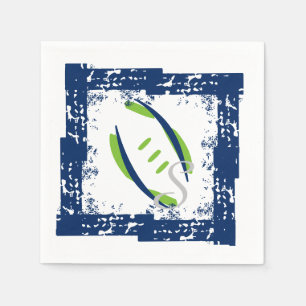 Blue & Green Coctail Napkins-Initial Serviette