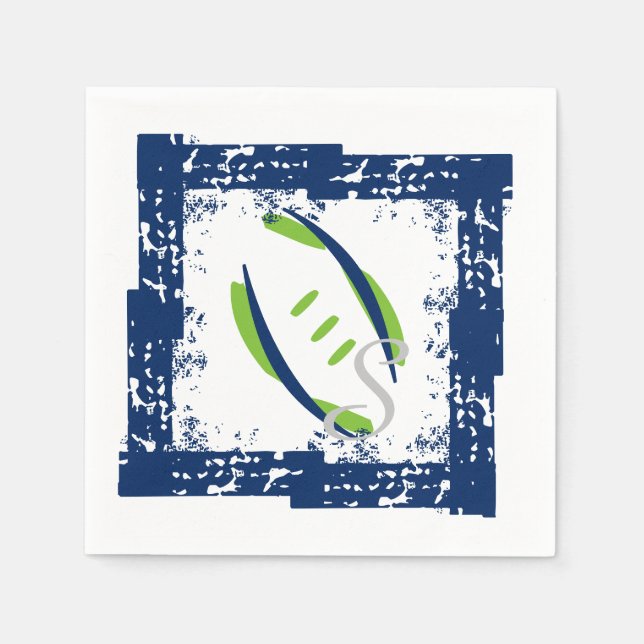 Blue & Green Coctail Napkins-Initial Serviette (Vorderseite)