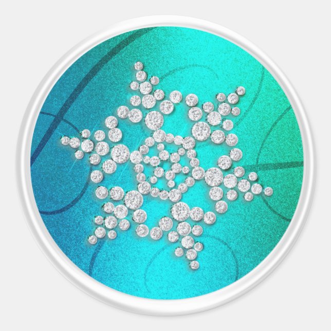 Blue Green Crystal Snowflake Umschlag Aufkleber (Vorderseite)