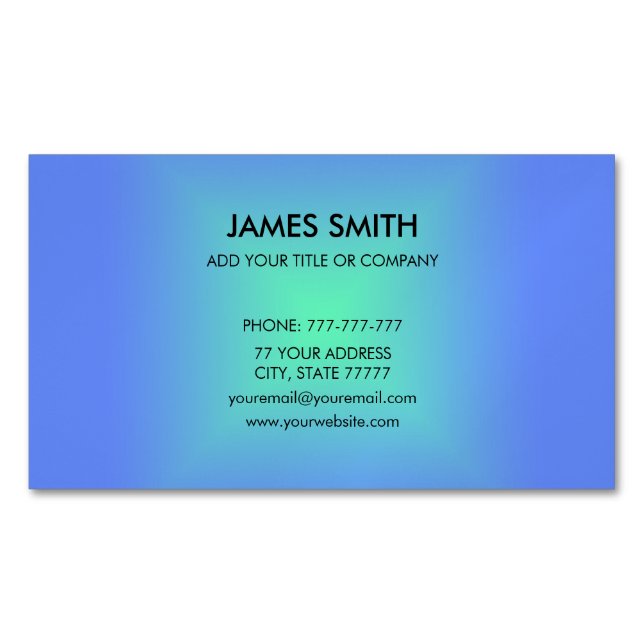 Blue Green Diamond Gradient Modern Magnetische Visitenkarte (Vorderseite)