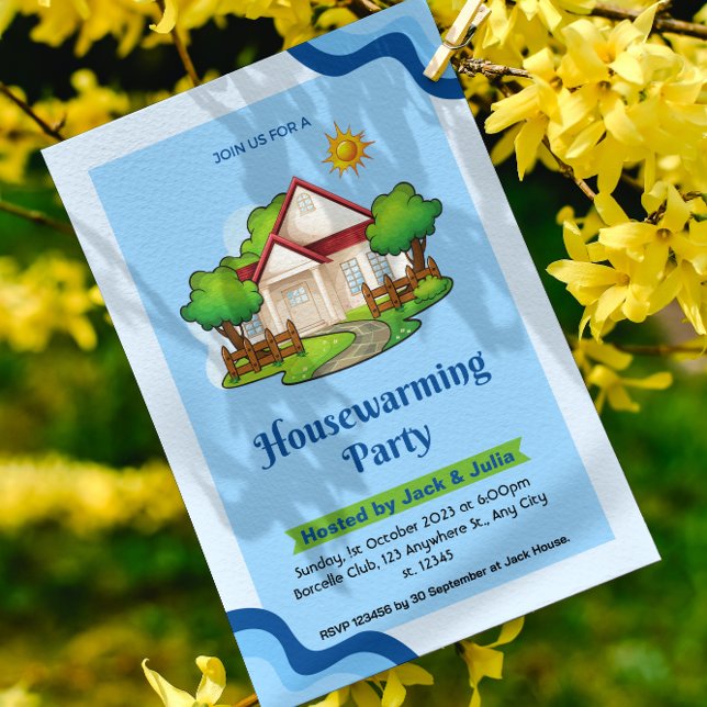 Blue Green Elegant House Party Invitation (Créateur téléchargé)