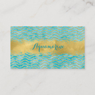 Blue Green et Gold Waves Ocean Carte de visite