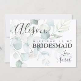 Blue Green Eucalyptus Bridesmaid Vorschlag Card Einladung