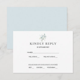 Blue Green Eucalyptus Wedding RSVP Response Einladung