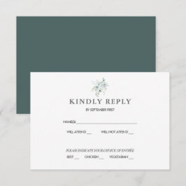 Blue Green Eucalyptus Wedding RSVP Response Invita Einladung