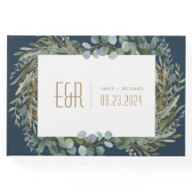 Blue Green Eukalyptus Frame Gold auf Weiß