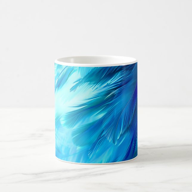 Blue Green Feather Abstract Kaffeetasse (Mittel)