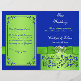 Blue, Green Floral Hearts Programme de mariage