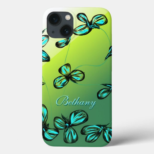 Blue Green Floral iPad Case *anpassen* (Rückseite)