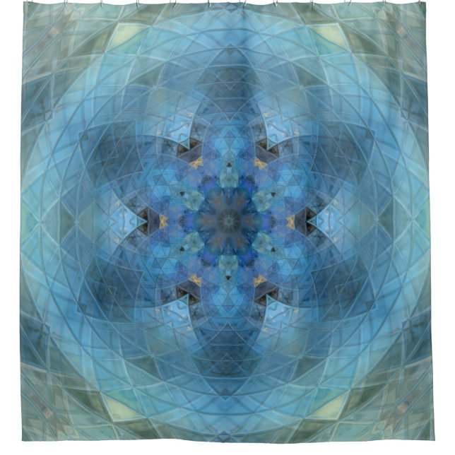 Blue Green Floral Orb Duschvorhang (Vorderseite)