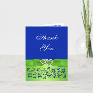 Blue, Green Floral Wedding Dankeschön Card Dankeskarte