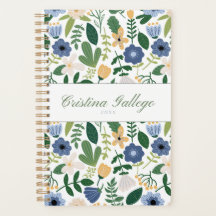 Blue & Green Flower Planner