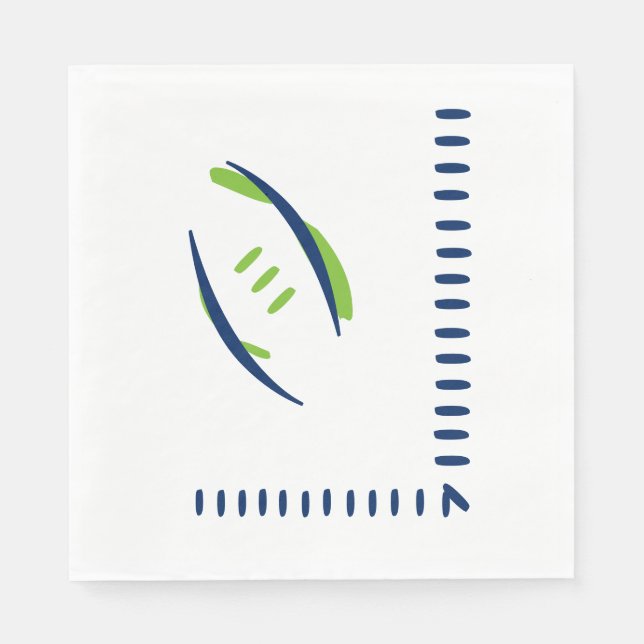 Blue & Green Football Hashmarks Papier Napkins Serviette (Vorderseite)