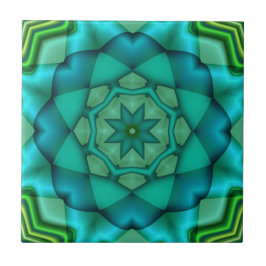 Blue Green Fraktal Art Keramik Tile Fliese