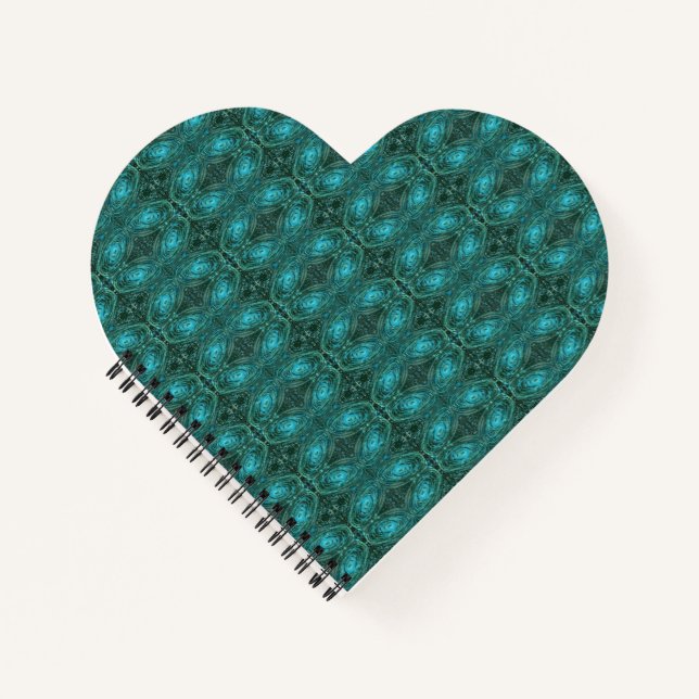 Blue Green Galaxy Heart Notebook Notizbuch (Vorderseite)