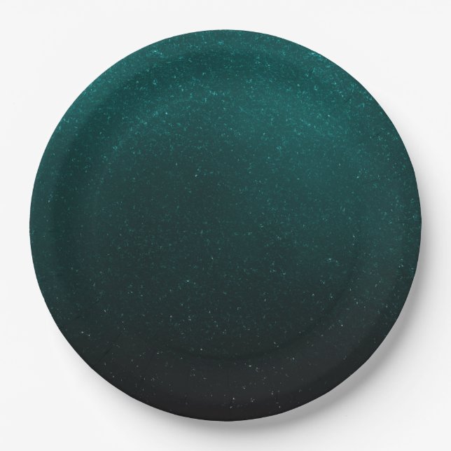 Blue Green Glitzer Confetti Imitate Fossilienmuseu Pappteller (Vorderseite)