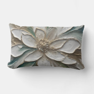Blue Green Gold und White Abstrakte Blume Lendenkissen