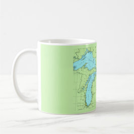 Blue & Green Great Lakes Map Tasse