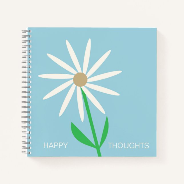 Blue-Green Happy Thoughts with Daisy Notizbuch (Vorderseite)