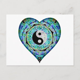 Blue Green Heart Yin Yang Postkarte