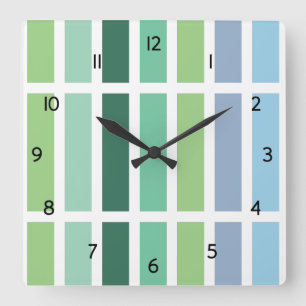 Blue Green Hues Quadratische Wanduhr