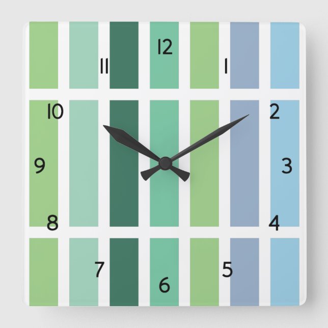 Blue Green Hues Quadratische Wanduhr (Vorderseite)