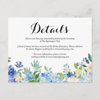 Blue Green Hydrangea Blume Wedding Details Card Begleitkarte