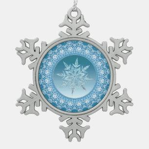  Blue Green Ice Schneeflocken Zinn-Ornament