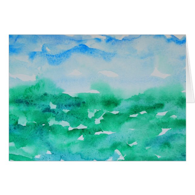 Blue Green Impressionist Landscolor Watercolor (Vorderseite (Horizontal))