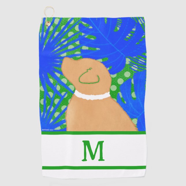 Blue Green Island Yellow Dog Golf Handtuch (Vorderseite)