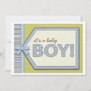 Blue Green It ist ein Boy Tag Bow & Ribbon Baby Du Einladung