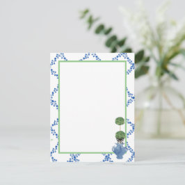 Blue Green Ivy Lattice Topiary Ginger Jar Jars Mitteilungskarte