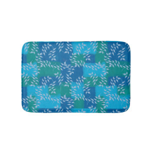 Blue Green Ivy Leaf Watercolor Badematte