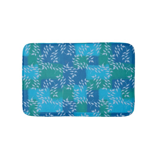 Blue Green Ivy Leaf Watercolor Badematte (Vorderseite)
