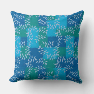 Blue Green Ivy Leaf Watercolor Kissen