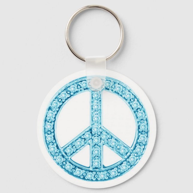 Blue Green Jewels Peace Sign Schlüsselanhänger (Vorderseite)