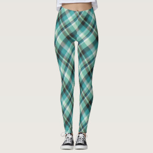 Blue Green Kariert Leggings