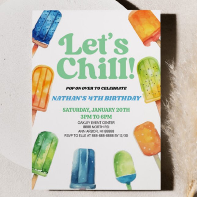 Blue Green Let's Chill Popsicle Birthday Party Einladung (Von Creator hochgeladen)