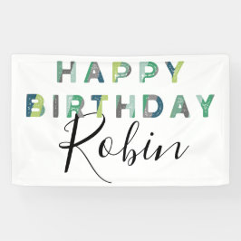 Blue Green Letters Simple Personalisierten Geburts Banner