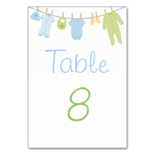 Blue & Green Litthes Baby Duschkarte Tischnummer