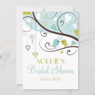 Blue & Green Lovebirds Bridal Dusche Einladungen