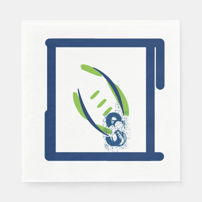Blue & Green Luuncheon Napkins-Splash Initial Serviette (Vorderseite)