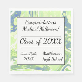 Blue & Green Marbour Paint Gefärbte Krawatte Paper Serviette