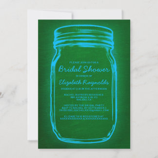 Blue & Green Mason Jar Bridal Dusche Einladungen