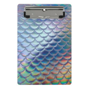 Blue Green Mermaid Fish Scales Holographic Trendy Mini Klemmbrett
