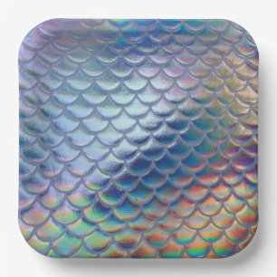 Blue Green Mermaid Fish Scales Holographic Trendy Pappteller